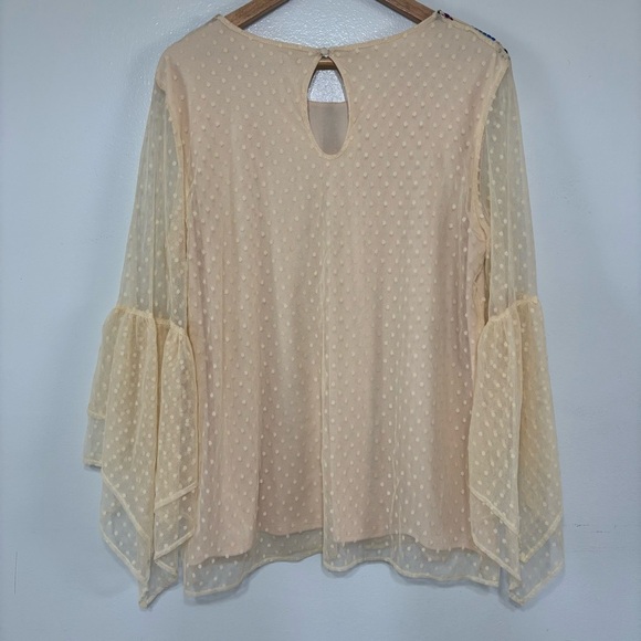 Reba Western Cream Boho Western Bell Sleeve Lined Blouse Size L - Picture 6 of 6